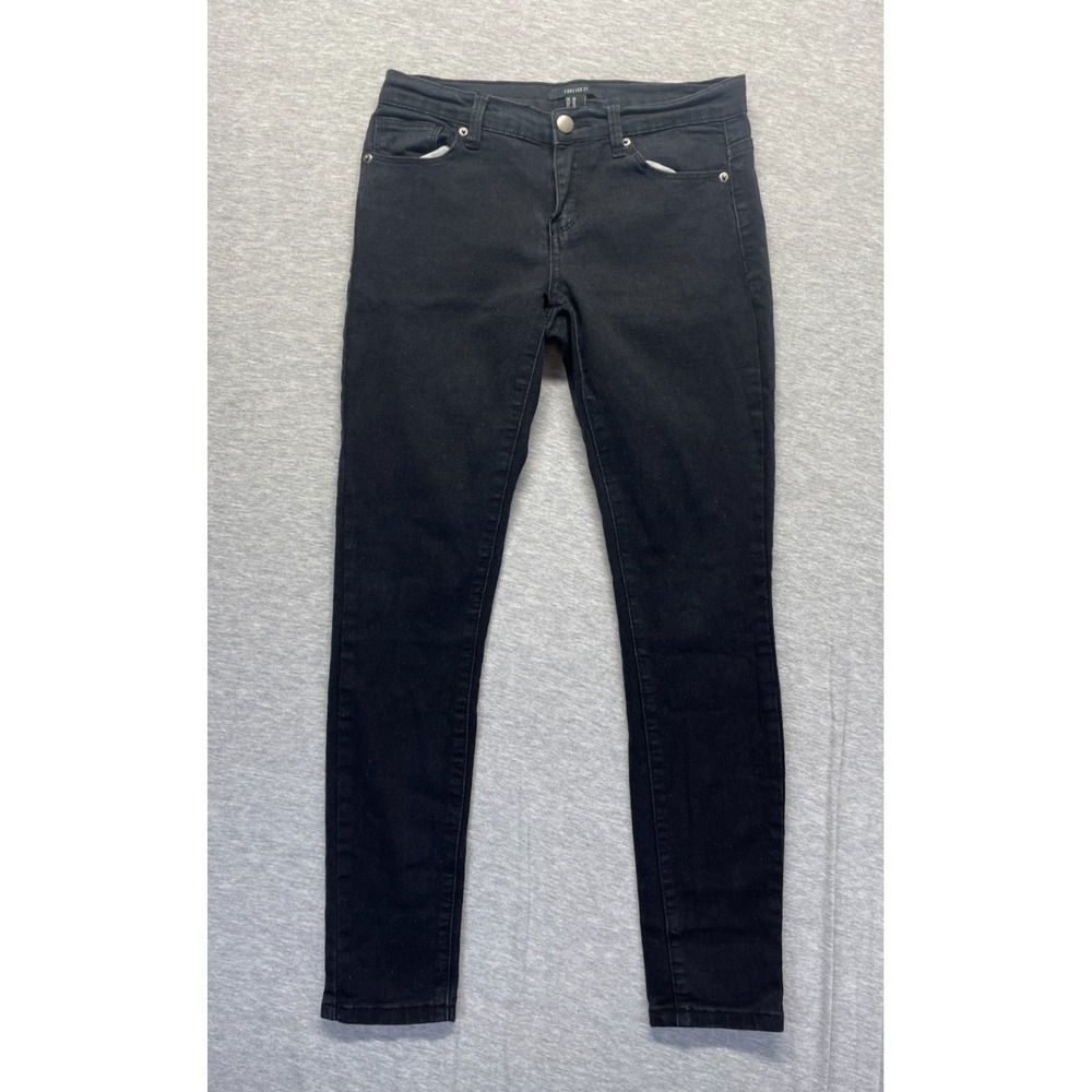 Forever 21 Jeans Women 25 Black Denim Stretch Super Skinny Leg Streetwear Grunge